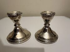 LARGE Dwarf Solid Silver Candlesticks Wide Base Hallmarks 665.5g Adie Brothers picture