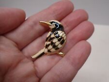 Vintage Kingfisher Bird Brooch Pin Pendant Enamel Gold Tone Rhinestone Eye 1.5in picture