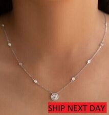 2Ct Round Cut Lab Created Diamond Women's Wedding Necklace 14K White Gold Plated picture