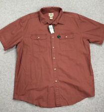 NWT LL Bean Shirt Men XL 100% Cotton Button Short Sleeve Double Pocket Chambray picture