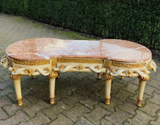 Vintage French Louis XVI Style Coffee Table with Pink Marble Top picture