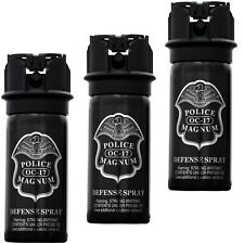 3 POLICE MAGNUM Pepper Spray 2oz Stream FlipTop Self Defense Security Protection picture