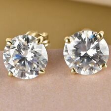GIA Authenticity 2.5Ct Lab Grown Diamond/CVD Stud Earrings In 14k Yellow Gold picture