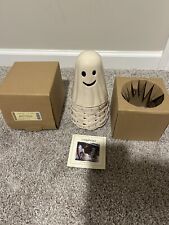 Longaberger VERY RARE White Boo basket with Ghost Ceramic Lid (COMPLETE IN BOX) picture
