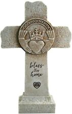 Cement Bless This Home Claddagh Garden Celctic Cross, 10 1/4 Inch picture