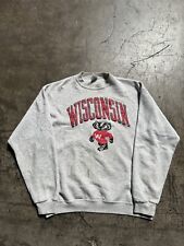 Vintage 90s Wisconsin Badgers Pullover Sweatshirt Made in USA Size Large Grey picture