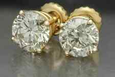 3Ct Round Cut Lab Created Diamond Woman's Stud Earrings 14K Yellow Gold Plated picture