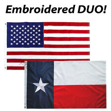 American and Texas State Flag Combo SET 3X5 FT 150D POLYESTER picture