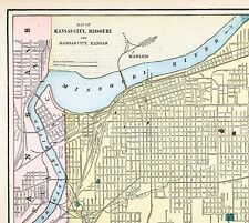 OLD 1898 Kansas City Map ORIGINAL Missouri RAILROADS Wagon Roads Stock Yard picture