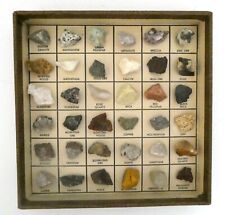 Vintage Rocks & Minerals Classroom Display Box 36 Samples Education Geology picture