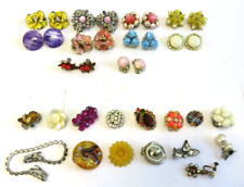 Vintage 1940's-50's LOT of Costume Clip-On Earrings 10 Pairs 15 Singles Germany picture