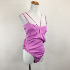 NWT ZARA Womens Large/Medium Purple/Pink Satin Double Strap One Piece Bodysuit picture