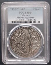 BOHEMIA SILVER THALER UNC COIN 1520 (1967) YEAR RESTRIKE PCGS SP64 TOP POP picture