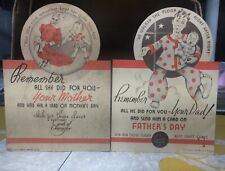 2 VINTAGE RUST CRAFT MOTHERS & FATHERS DAY CARD STORE DISPLAY,WINDOW SIGN 50s picture