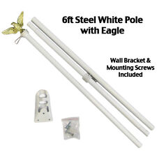 6 Foot Flag Pole Kit Tangle Free Wall Mount Eagle With 3 x 5 Ft USA Flag picture