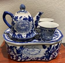 YongZheng Signed Old Chinese Blue & White Porcelain Teapot Set picture