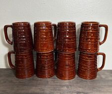 MARCREST Brown Daisy Dot Stoneware Beer Steins Lot of 4 Large Mug USA 2577 picture