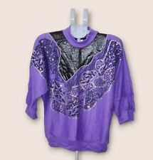 Vintage 80s 90s Retro Purple Medium Womens Extravaganza Sweatshirt Animal Print picture