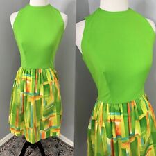 Vintage Anne Fogarty 1960s Green Retro Abstract Fit Flare Dress picture
