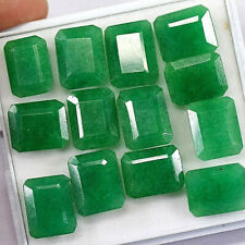 Zambian Genuine Green Emerald Cut Faceted Loose Gemstone 160 Ct./12 Pcs Lot picture