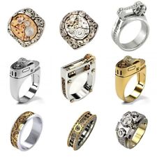 Wholesale 10pcs New geometric mechanical bicolor unisex Silver gold ring Jewelry picture