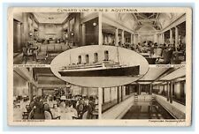c1910's Cunard Line R.M.S Aquitania Steamer Ship Multiview Antique Postcard picture