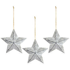7.5in Galvanized Star Christmas Ornaments 3pk, Farmhouse Rustic Distressed picture