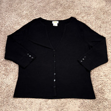 Vintage Talbots Cardigan Womens XL Black Button Up Sweater Classic Minimalist picture