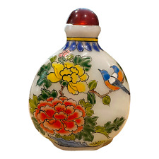 Early 20th-C. GUYUE XUAN Chinese Enameled Glass Snuff Bottle Iron Red Mark picture