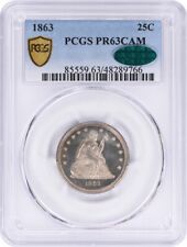 1863 Liberty Seated Silver Quarter PR63CAM PCGS (CAC) picture