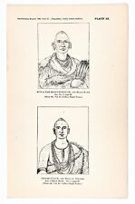 ANTIQUE 1885 Sauk Indian Blackhawk Indians Engraving Catlin Native American picture