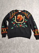 Vtg Millers Sportific Collection Knit Sweater Large Equestrian Horse Horseshoe picture