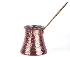Turkish Copper Coffee Cezve Pot Hand Hammered in Turkey Wood Handle, 12 oz Turka picture