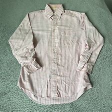 Vintage LL Bean Shirt Adult 15.5 Medium Pink Blue Striped Made in USA Mens 90s picture