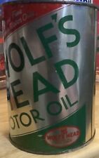 Vintage Wolf's Head Motor Oil Can 1-Qt Full picture