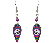 Om Sign Dangle Earrings Psychedelic Art Graphic Trippy Hippie Yoga Boho Jewelry picture