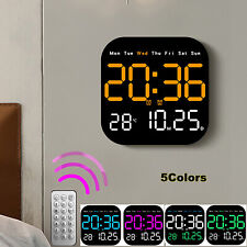 LED Large Digital Wall Clock Remote Control Temperature Date Week Display Adjust picture