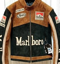 Men’s Marlboro Vintage Jacket Racing Rare Genuine Cowhide Leather Biker Jacket picture