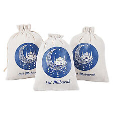 Eid Mubarak Gift Wrap Linen Bags With Drawstring Middle East Party Ornament picture