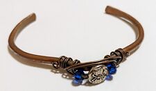Vintage Artisan Copper Wire Wrapped Beaded  Adjustable Cuff Bracelet picture