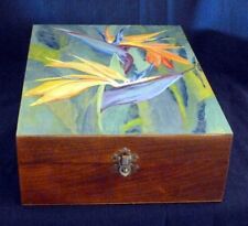 Handpainted Bird of Paradise Wooden Mirror Box ~ OOAK signed RAMfish Artist picture