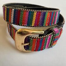 Vintage Paul Harris Woven Boho Aztec Striped Colorful Belt Size Small Ribco USA picture