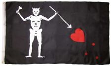 Blackbeard the Pirate Flag 3x5 Edward Teach Skeleton Spear Heart Toast to Devil picture