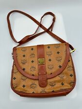 Vintage MCM MUNCHEN Brown Monogram Leather Crossbody Handbag. READ picture