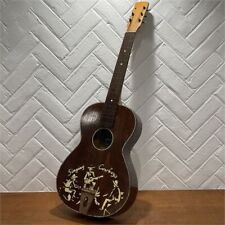 Rare Vintage Egmond Stencil Singing Cowboys Parlor Acoustic Guitar Egmond Freres picture