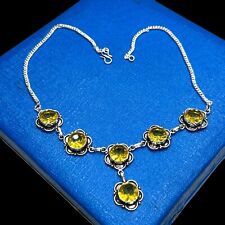 Antique Vintage Mid Century Sterling Silver 925 Peridot Estate Necklace 23.4g picture