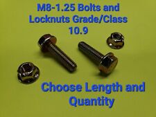M8-1.25 x (CHOOSE LENGTH & QTY) Class 10.9 Flange Bolts & Lock Nuts Yellow Zinc picture