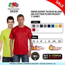 Fruit of the Loom 3931P Mens Short Sleeve Blank HD Cotton Plain Pocket T-Shirt picture