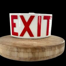 Vintage Milk Glass Exit Sign Embossed Red White Heavy Lens Only picture