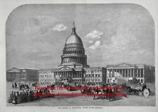 Washington DC United States Capitol Building Large 1850s Antique Engraving Print picture